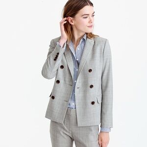 J. Crew Double-Breasted Blazer in Super 120s Wool grey size 8